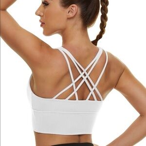 Women's White Strappy Sports Bra